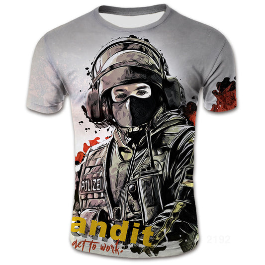 Playera Warrior Digital 3D Estilo Europeo Americana para Hombre