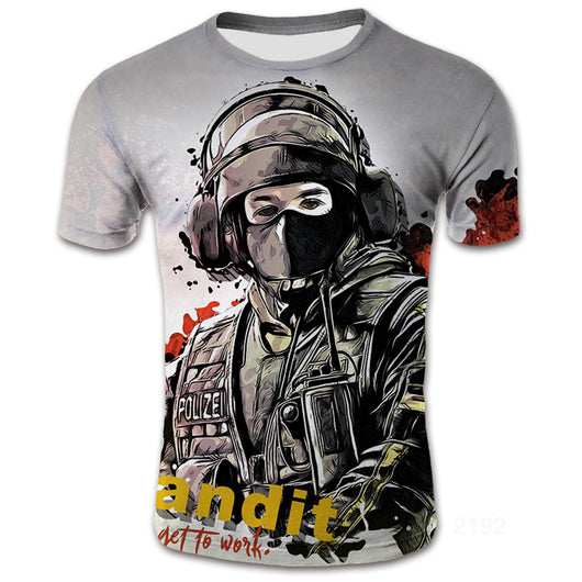 Playera Warrior Digital 3D Estilo Europeo Americana para Hombre