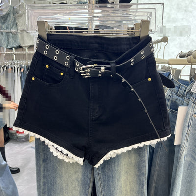 Shorts de Mezclilla Chic con Ribete de Encaje - Image 4