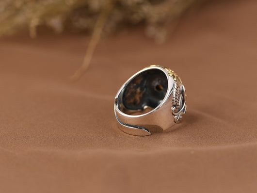 Anillo de Plata S925 Vintage Ajustable para Hombre - Image 12