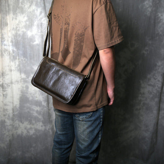 Bolsa Bandolera de Cuero Genuino para Hombre Hecha a Mano - Image 3