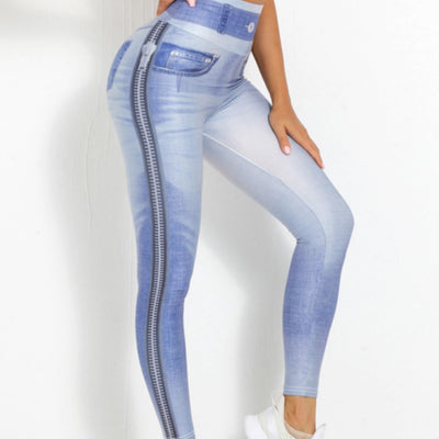 Pantalones de Yoga Denim Melocotón para Mujer - Image 3