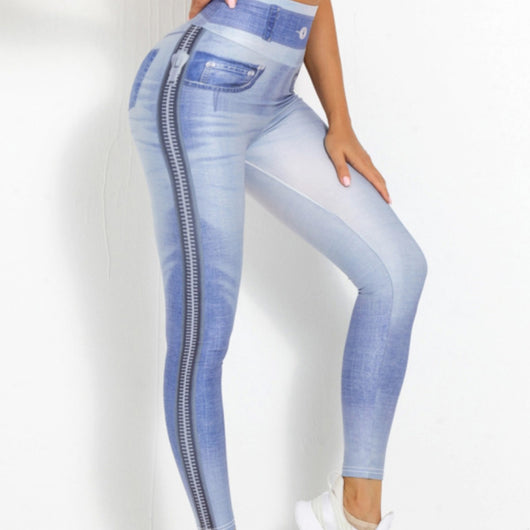 Pantalones de Yoga Denim Melocotón para Mujer - Image 3