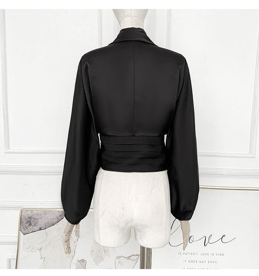 Blusa Drapeada Escotada con Cintura Ajustada y Pliegues - Image 10