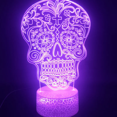 Lámpara Nocturna 3D Calavera Floral - Image 5