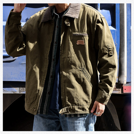 Chaqueta Retro de Lona Pesada con Solapa - Abrigo Clásico para Otoño - Image 15