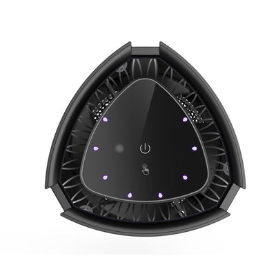 Black intelligent mosquito repellent light with purple glow and four 4.13-inch round sticky traps. - Image 3