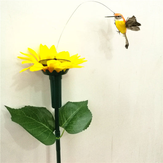 Mariposa y Colibrí Solar con Girasol - Decoración Animada con Energía Solar - Image 3