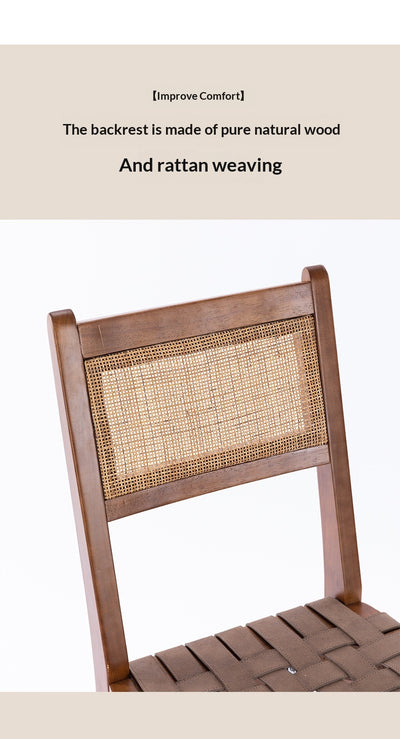 Taburete Alto de Cuero Vintage con Asiento de Silla de Madera Maciza - Image 16