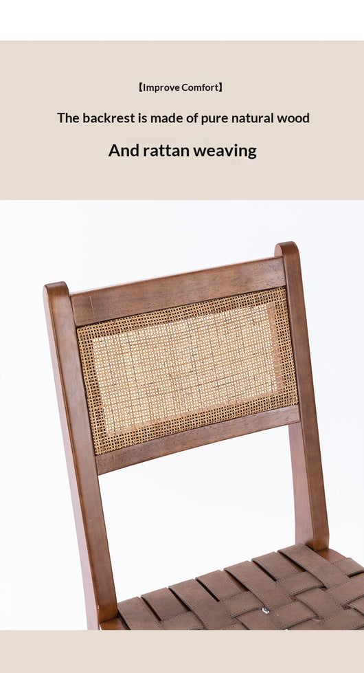Taburete Alto de Cuero Vintage con Asiento de Silla de Madera Maciza - Image 16