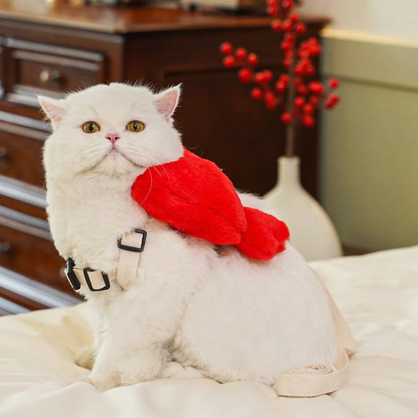 Arnés de Paseo con Moño para Perros y Gatos - Mochila Portátil Adorable