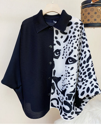 Abrigo Estampado Animal Print Talla Grande Plisado Ajustable Manga Larga - Image 3