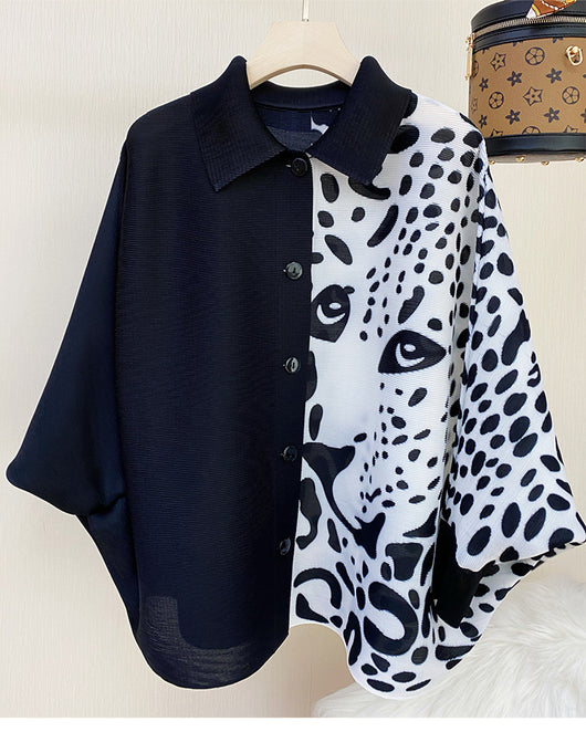 Abrigo Estampado Animal Print Talla Grande Plisado Ajustable Manga Larga - Image 3