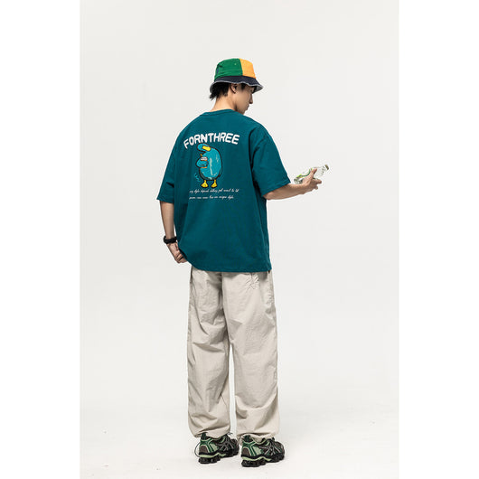Camiseta Universitaria Retro Estilo Japonés Holgada Unisex - Image 4