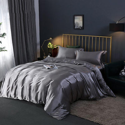 Juego de Cama Reversible de Seda de Hielo Puro Color - 4 Piezas - Image 3
