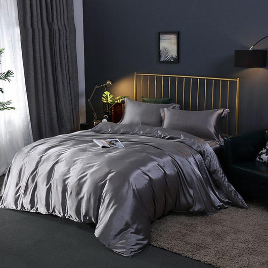Juego de Cama Reversible de Seda de Hielo Puro Color - 4 Piezas - Image 3