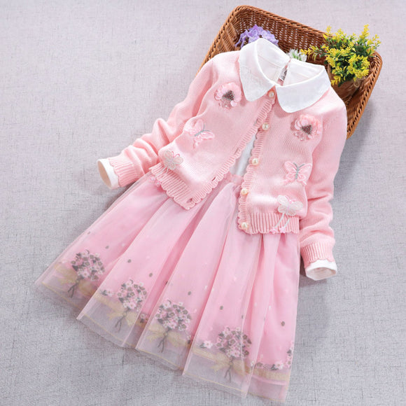 Conjunto Infantil Elegante: Falda y Suéter Manga Larga