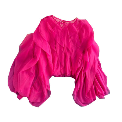 Blusa Elegante de Chifón con Volantes Superpuestos - Image 3