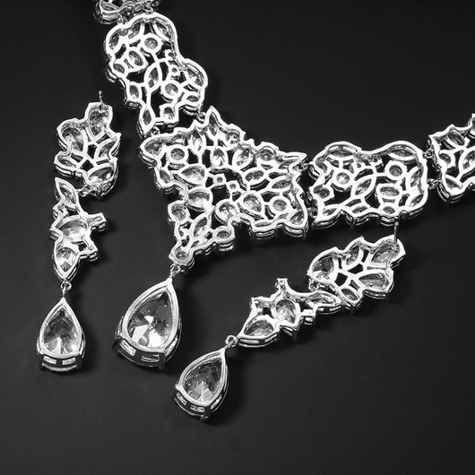 Conjunto de Collar y Aretes de Circonita para Novia - Image 12
