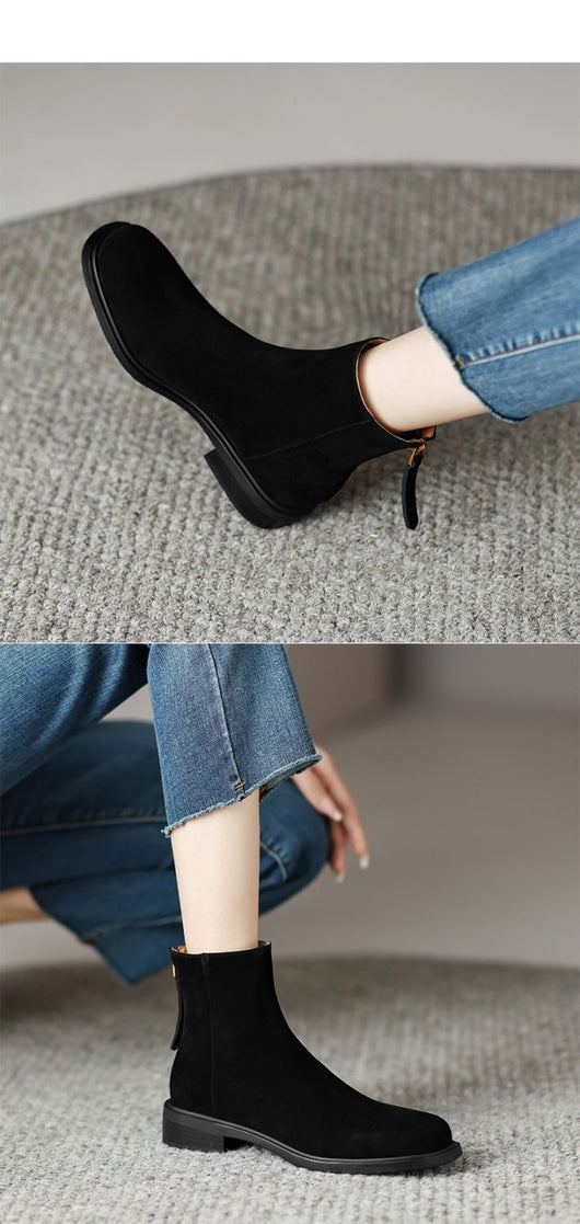 Botas Retro Francesas de Tacón Grueso y Punta Cuadrada para Mujer - Image 8