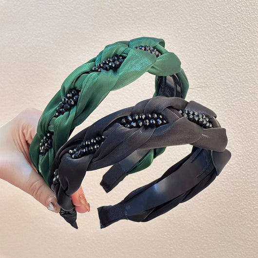 Diadema Retorcida con Perlas - Accesorio Tejido a Mano - Image 3