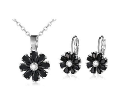 Collar y Aretes de Diamante Floral con Circón y Cobre - Image 17
