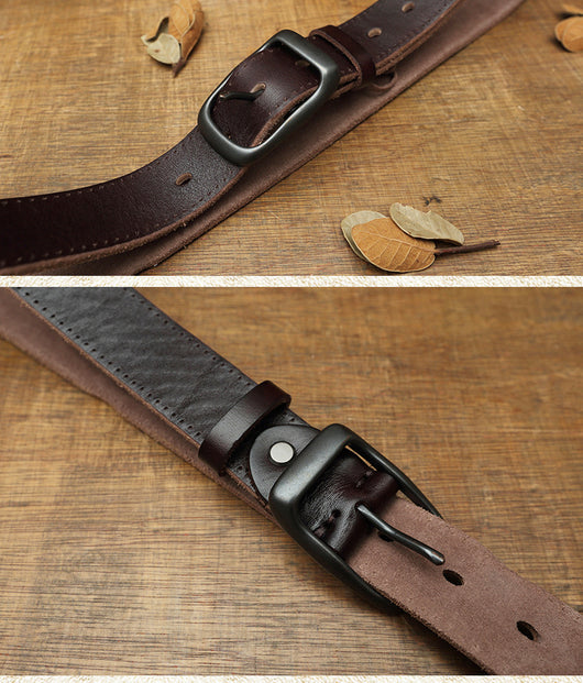 Cinturón de Cuero Genuino con Hebilla de Pasador - Estilo Retro Casual - Image 2