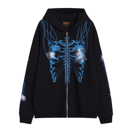 Sudadera con Capucha y Cierre de Estilo Urbano en Gris Oscuro - Image 13