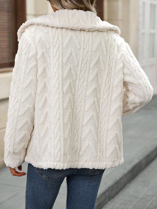 Cardigan de Solapa Grande con Felpa Doble Cara para Mujer - Image 3