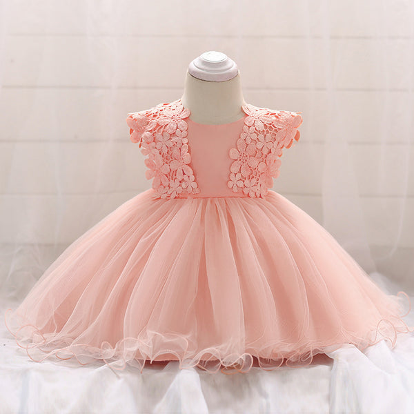 Vestido de Princesa en Encaje y Malla para Niña