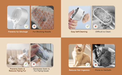 Cepillo de Vapor para Gatos con Spray Deshedding - Limpieza Profunda y Masaje - Image 10