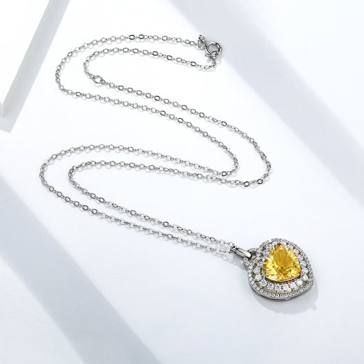 Collar Corazón Citrina Natural Plata 925 - Conjunto Completo para Mujer - Image 3