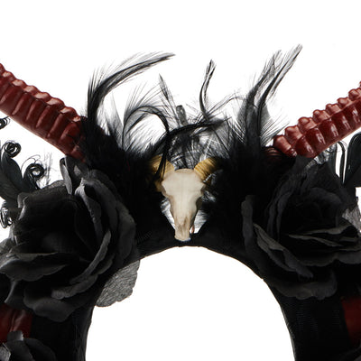 Diadema de Cuernos de Demonio Gótico - Accesorio Halloween Calavera Roja - Image 13