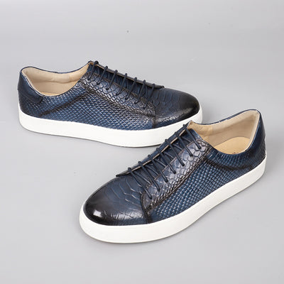 Zapatos Casuales de Cuero con Cordones y Textura Grabada para Hombre - Image 5