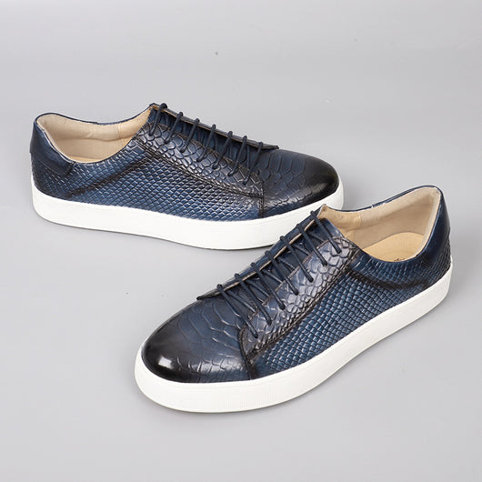 Zapatos Casuales de Cuero con Cordones y Textura Grabada para Hombre - Image 5