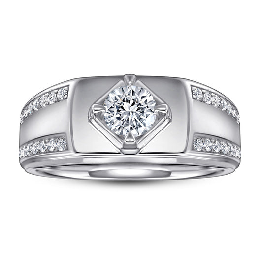 Anillo de Plata Esterlina Chapado en Platino con Zirconia para Hombre - Image 5