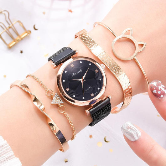 Pulsera Reloj de Cuarzo con Cierre Magnético - Set de 5 Piezas - Image 3