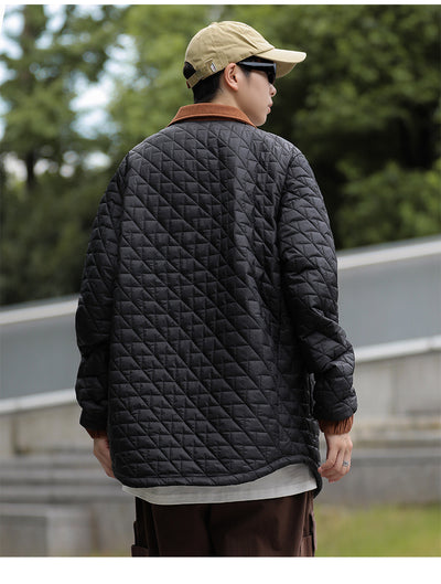 Abrigo Acolchado de Algodón con Cuello Estilo Lattice Diamante - Image 12