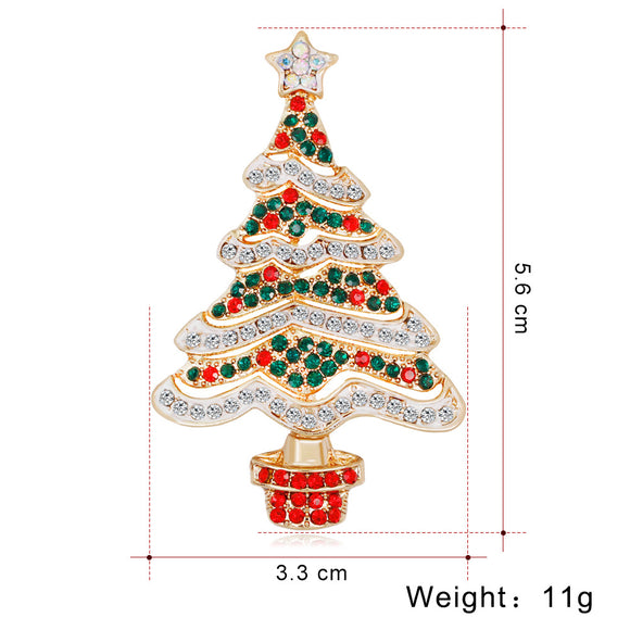 Broche de Árbol Navideño con Cristales Brillantes