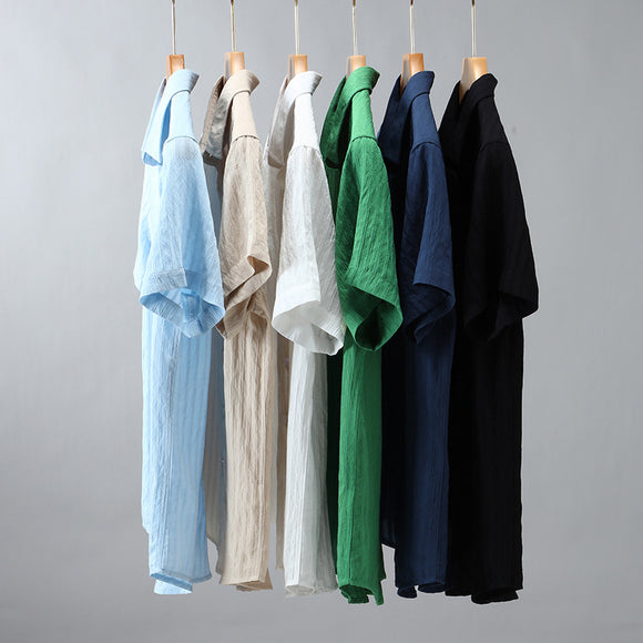Camisa Protección Solar Hombre Algodón Transpirable Suelta
