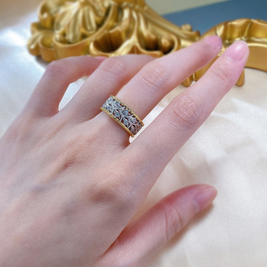 Anillo de Plata 925 Retro con Calado Elegante para Mujer