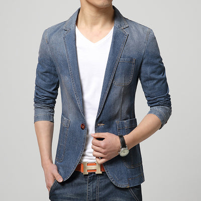 Traje de Mezclilla Clásico para Hombre - Abotonado Simple - Image 7
