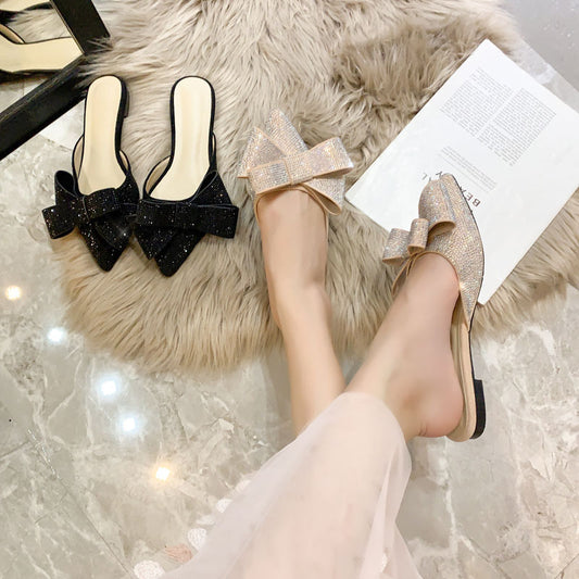 Sandalias Planas con Moño y Strass para Mujer