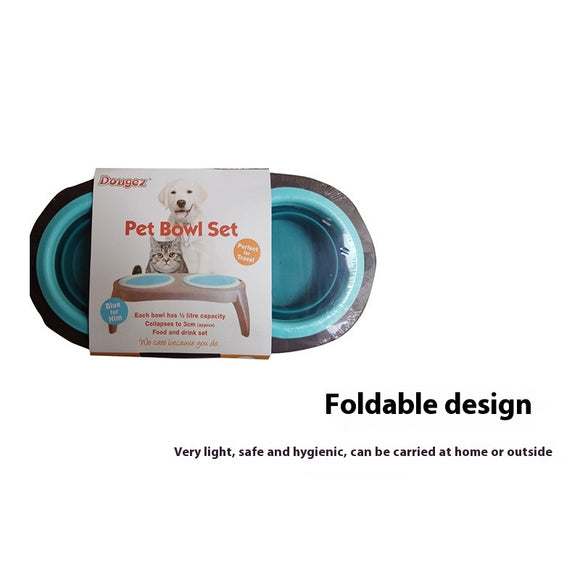 Comedero Doble para Perros Plegable con Tazones TPR