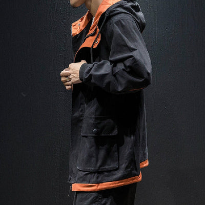 Abrigo Holgado Japonés con Contraste de Colores para Hombre - Image 7