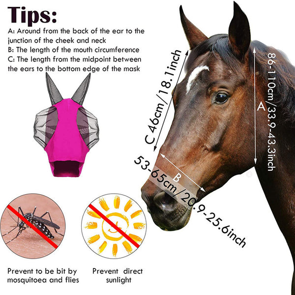 Máscara Protectora Lycra para Caballo con Orejas - Comodidad Total y Protección UV