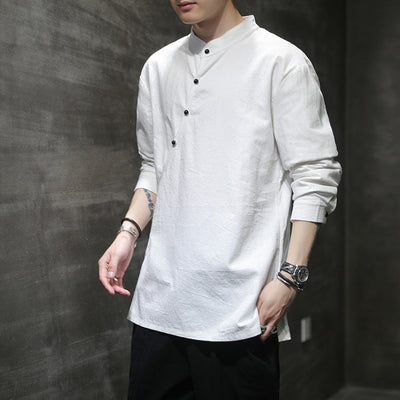 Camiseta Retro Estilo Chino para Hombre en Algodón y Lino - Image 5