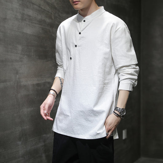 Camiseta Retro Estilo Chino para Hombre en Algodón y Lino - Image 5
