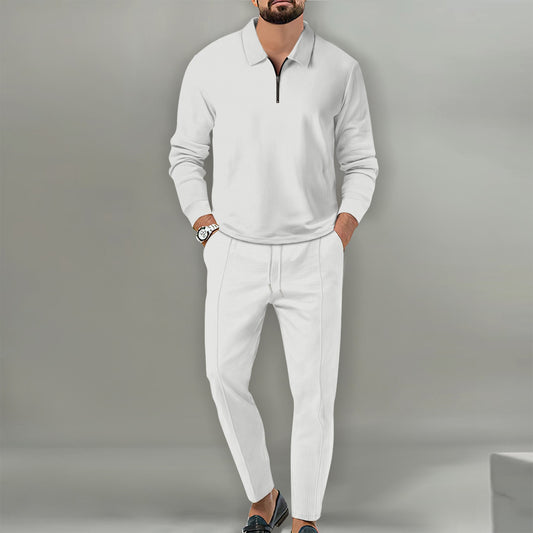 Traje de Pantalón Largo con Cierre y Textura Waffle para Hombre