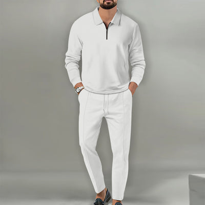 Traje de Pantalón Largo con Cierre y Textura Waffle para Hombre